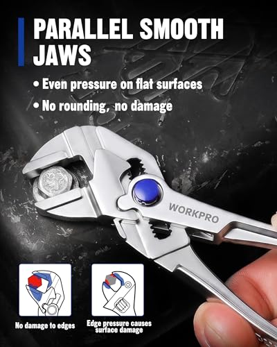 WORKPRO Mini Pliers Wrench, 4-Inch Wrench Pliers with Smooth Parallel Jaws - color: Silver