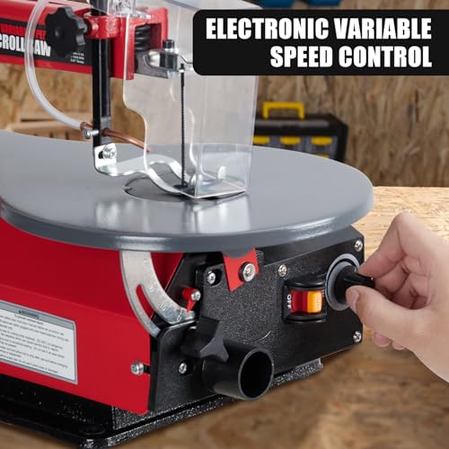 Variable Speed Scroll Saw 16-Inch with Led Workinglight, Extra-Large Adjustable Tilting Work Table for Woodworking - style: with led