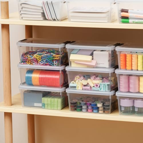Citylife 20Packs 1.3Qt Small Storage Bins with Lids,Stackable Clear - color: Clear White, size: 1.3 QT(20 Pack)