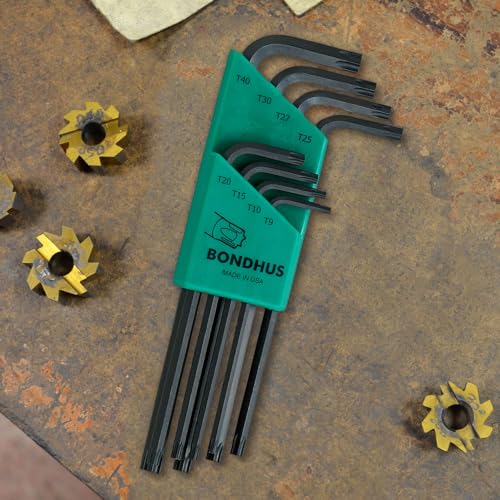 Bondhus 31834 Long Length Star-Tipped L-Wrenches, 8 Piece Set, sizes T9-T40