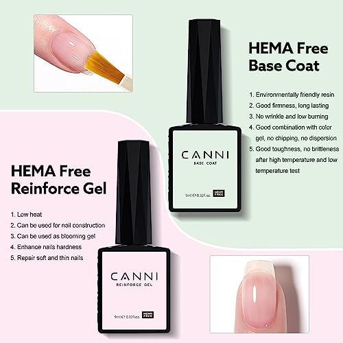 CANNI 6Pcs 9ml Hema-Free Nail Dehydrator Primer, Base Coat Reinforce Diamond Gel Top Coat and Matte Top Coat Gel Nail Polish Set, Soak Off LED Nail Gel Polish Set Nail Art Starter Manicure Salon - color: Clear