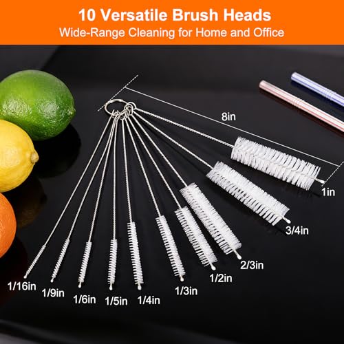 Long Straw Cleaner Brush 10-Pack, 8 Inch Straw Cleaning Brushes