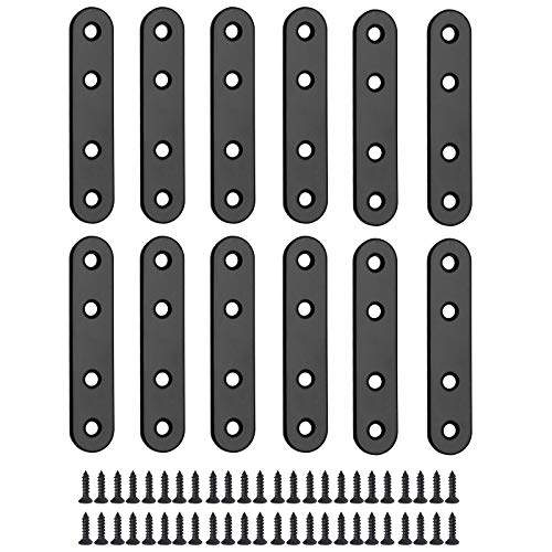 Jiozermi 12 Pcs Straight Brace, 3.15" x 0.69", Stainless Steel Black - size: Black, 3.15” x 0.69”, 12 Pcs