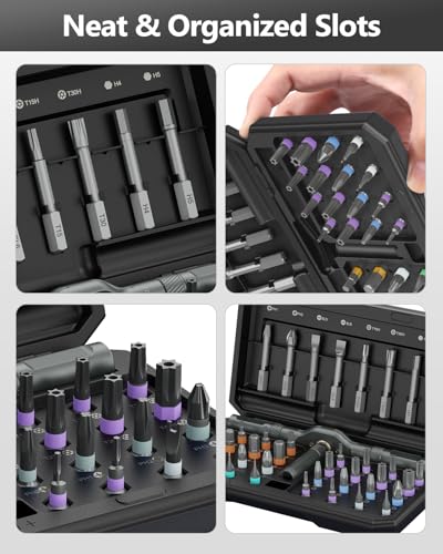 ORIA 42 in 1 Screwdriver Set, Magnetic Ratchet Screwdriver Kit with Ratchet Handle, 40 Precision Bits, DIY Repair Tool Kit for Electronics, Bike, Furniture, Computer, Phone - color: Black