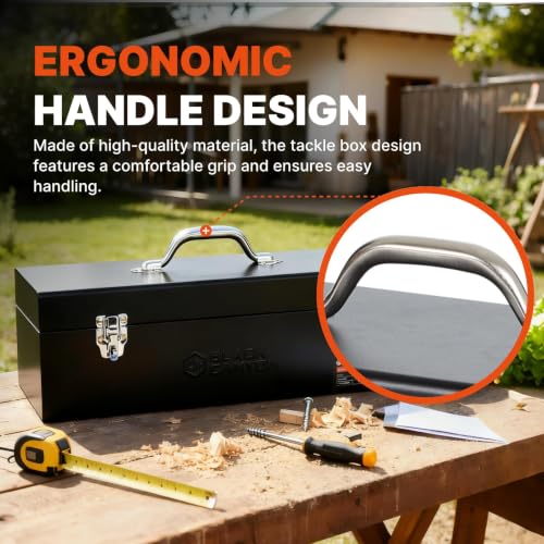 Black Canyon Tool Box,Portable & Padlockable, Sturdy & Durable toolbox, Ideal for Trailer, Mechanic, DIY-ers, Car, Workshops, Garages, Repair Shops (20 IN) - size: 20 IN/MTL