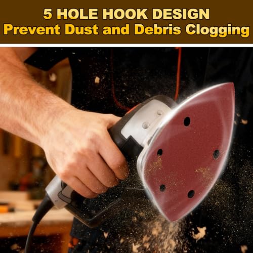 55Pcs Mouse Detail Sander Sandpaper, 9 Grits Triangle Sanding Pads