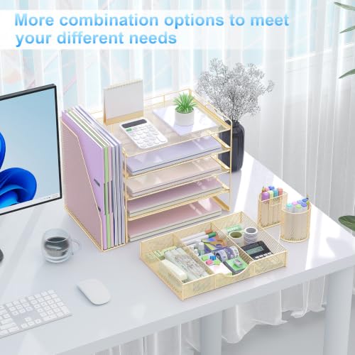 gianotter 5-Tier Desk Organizer with Drawers and File Holders - color: Gold, size: 5T