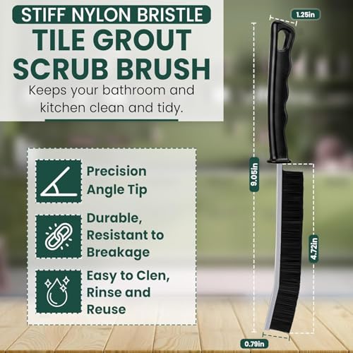 Crevice Cleaning Brush Set – 6Pcs Hard Bristle Cleaning Tools for Grout, Tile Floors, Gaps & Narrow Spaces – Small Grout Scrub Brush for Cleaning Bathroom, Shower, Window Tracks, Kitchen