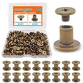 100 Sets Bronze Chicago Binding Screws Assorted Kit Nail Rivet Chicago Button DIY Leather Decoration Bookbinding Round Cross Head Stud Screw (Bronze 3/16" x1/4"-50 Sets) - size: Bronze-3/16"*1/4"-100