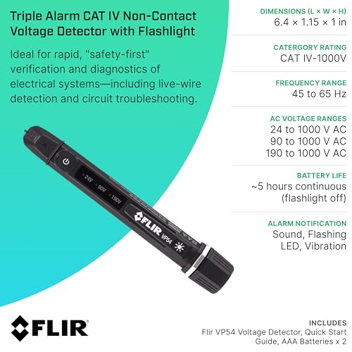 Flir VP54 Non-Contact Voltage Detector, CAT IV 1000V, Flashlight