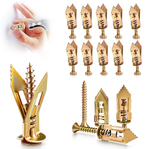 100Pcs Self Drilling Drywall Anchors and Screws Kit, Steel Wall Anchors and Screws for Heavy Duty, No Drill or Holes in Sheetrock Expansion Anchors - size: 0.47x1.18 inches
