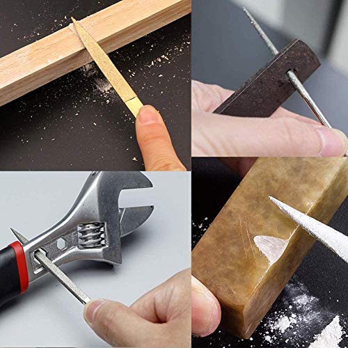 10Pcs Mini Diamond Needle File Set Jewelers Hand Files Tool Kit for Metal Ceramic Stone Jewelry Rough Carving Glass Filing, 140mm/5.1" Length - size: 3*140mm(A)