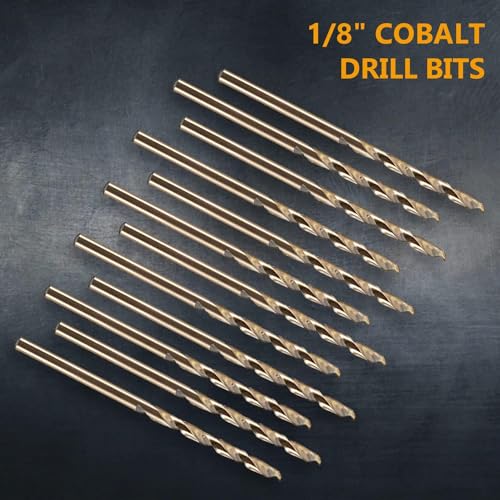 POWERTEC 1/8" & 3/16" Cobalt Drill Bits - 24 Pack - M35 HSS Jobber Length Twist Bits with 135° Tip for Drilling Wood, Metal, Stainless Steel, Nickel Alloy, Cast Iron & Plastic (QDB2105) - style: 24PK 1/8" & 3/16" Cobalt Drill Bits (M35 135°)