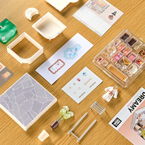 Miniature House DIY Bathroom Spa Kit with Acrylic Display Case - color: Small - Bathroom, size: Small