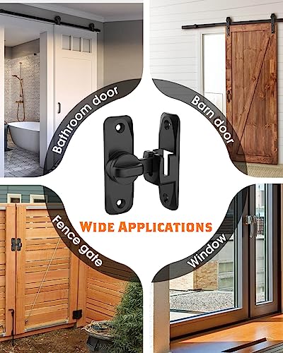 90/180 Degree Barn Door Latch Lock with Spacer, Black, 1 Pack - color: Black-1Pc