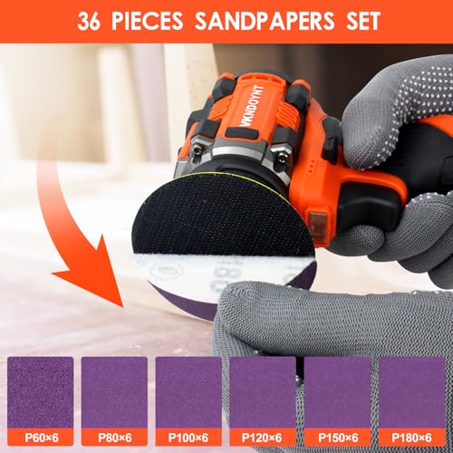 Brushless Small Sander with 36PCS Sandpapers, 2 Variable Speed Cordless Sander (0-500/0-3000 RPM), 2600mAh Battery, Mini Compact Design Electric Sander for Wood, Metal, Paint Removal, and DIY Projects - size: 1 X 2600mAh Battery Kit
