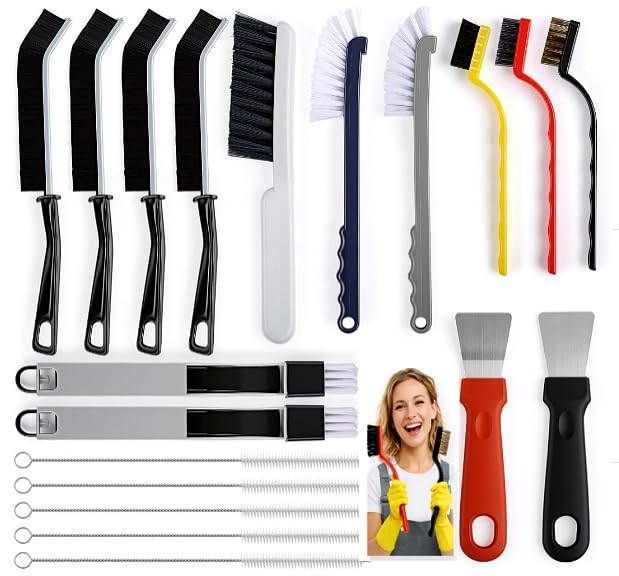 19Pcs Crevice Cleaning Brush Set,Hard Bristle Gap Scrub Tools