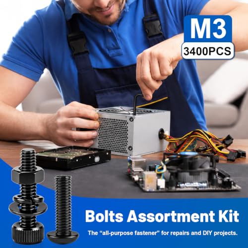 3400PCS M3 Hex Socket Button & Cap Head Screws Kit 12.9 & 10.9 Steel - size: G12.9 M3 3400PCS