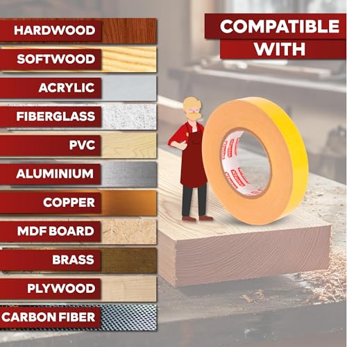 XFasten Double Sided Woodworking Tape 2 Inch x 90 Feet, Heavy Duty Residue-Free Double Sided Masking Tape for Router Templates, High Speed CNC Router, MDF Edge Banding, and Zero Clearance and Gap Cuts