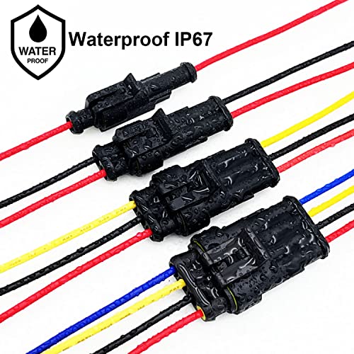 14 AWG 2 Wire Connector 2 Pin Automotive Electrical Waterproof Connectors - size: 2pin/10set