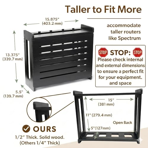 WiFi Router Storage Cabinet Router Box Hider WiFi Box Hider Shelf Cover - color: Black