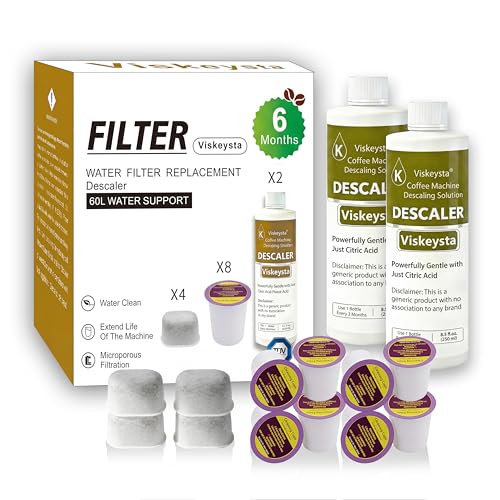 2 Descalers+4 Filters & 8 Cleaning Pods for Keurig Coffee Makers