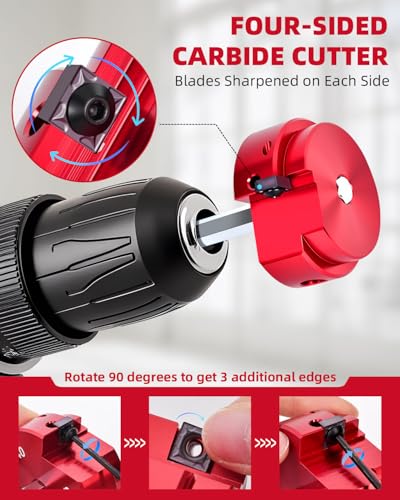 ERAYCO 4-Piece PVC Pipe Reamer Kit, Plastic Pipe Fitting Reamer Tool, Fit into Standard 1/2" Drills, PVC Fitting Saver for SCH40 PVC CPVC ABS Pipe (1-1/2'', 2'', 3'', 4'') - size: 1.5+2+3+4 Inch