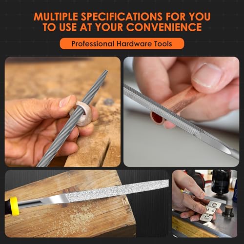 Small File Set, 13 Pcs Needle Diamond File | 6 Pcs Jewlers Files & 6 Pcs Steel Files with Steel Brush and Carry Case, For Precision Metal Work, Woodworking - color: Black-13pcs