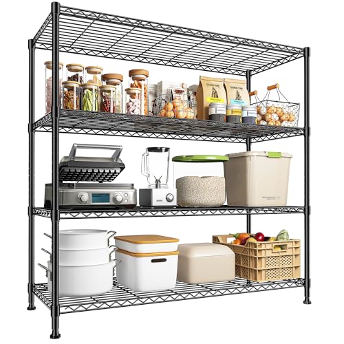 DurayLoly Extra-Wide 4-Tier 800LBS Storage Rack, Adjustable Shelves, Black - size: 45" W x 59.4" H x 13.5" D