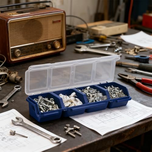 Parts Organizer Box 4 Pack Compartment Hardware Storage Bin Set