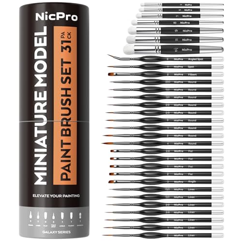 Nicpro Miniature Paint Brushes Drybrush - 31PCS Model Paint Brush Set - size: 31 PCS
