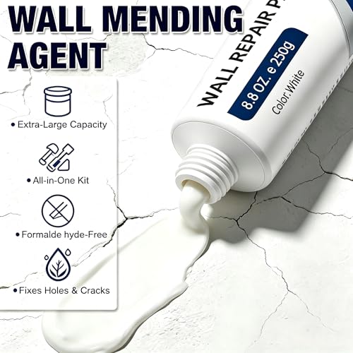 2 PCS Drywall Repair Kit with Scraper, 2026 Upgrade Wall Repair Paste Tube for Holes & Cracks, Professional Drywall Patch Paste & Wall Repair Ointment for DIY Home Improvement (White)