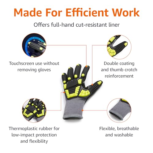 Amazon Basics Safety Work Gloves, Cut Level A1, Abrasion ANSI Level A4, Impact-Resistant, Touch Screen Friendly, 15G Sandy Nitrile Palm, Yellow, Size XXXS, Pack of 120 Pairs - size: 3X-Small