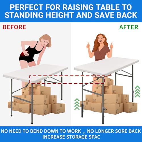 VinBee Folding Table Leg Extenders,Folding Table Risers,7-Levels Height Adjustable Risers for DIY & Office,Dining,Standing Desk 4Pack(7 Level 17.3 inch) - size: 17.3 inch(7 LEVELS)