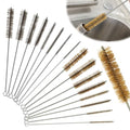 16 Pcs Pipe Wire Brush, 12 Inch Brass & Stainless Steel Tube Cleaning Brush, 8-Size Cleaner Brushes for Cleaning Pipes,Narrow Spaces, Engine Parts (8 Yellow 8 Silver)