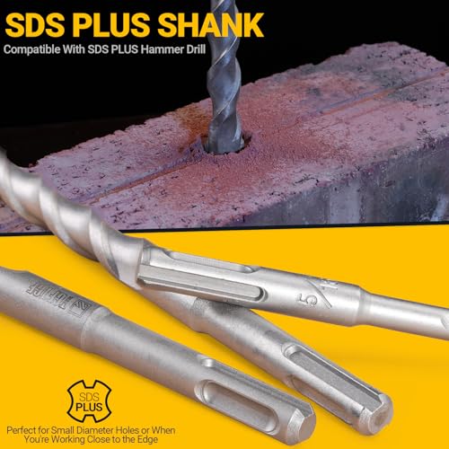 TGFTGF 17-Piece SDS Plus Rotary Hammer Drill Bits and Chisel Set, YG8C Carbide Tips, SDS Plus Bits, Masonry Drill Bit Set for Concrete, Brick and Stone, with Storage Case, Ideal Tool for DIY, Home - size: 17PCS