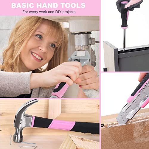 FASTPRO 12V Pink Drill Set for Women, Home Tool Set with Bag - color: Pink