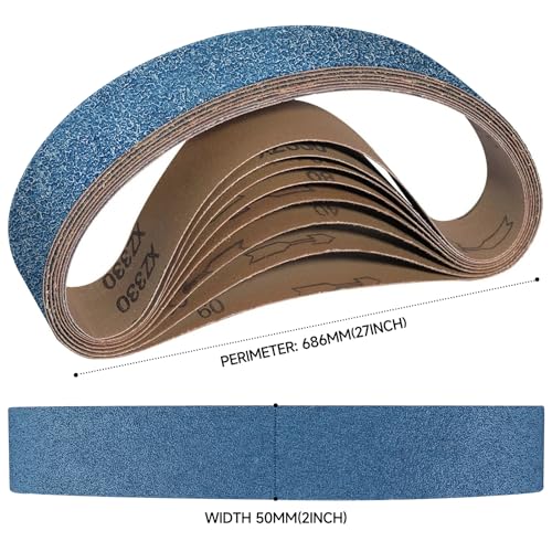 10-Piece Premium 2 x 27 Inch Zirconia Sanding Belts 40-400 Grit - color: Mix Grit, size: 2x27 Inch
