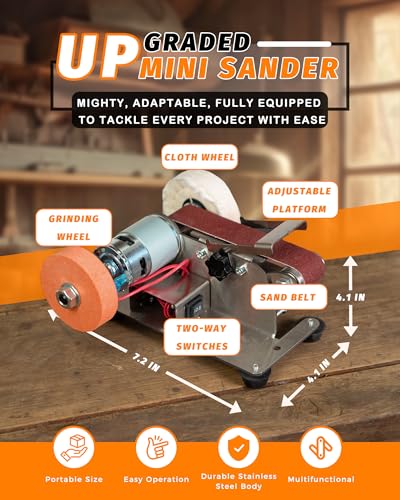 Mini Belt Sander, Electric Small Sander Knife Sharpener, 6.5"x6.5"x4.2" - size: 6.5"x6.5"x4.2"
