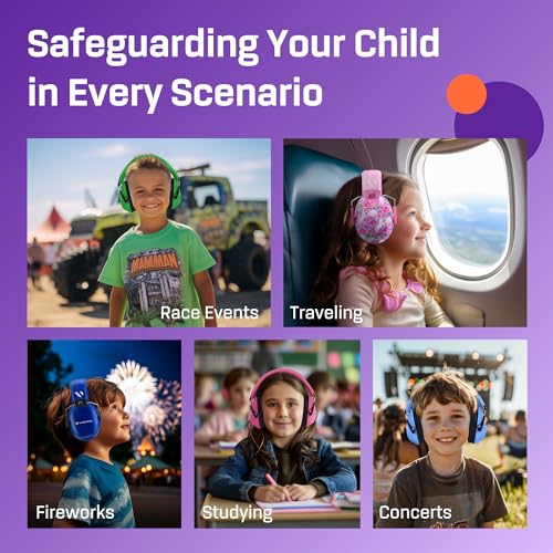 Kids Noise Canceling Headphones - 33 dB (2K Hz) - Ear Protection Earmuffs | Vanderfields' earmuffs protect child's hearing with certified noise-cancellation, soft ear cushions, and adjustable headband - color: Black