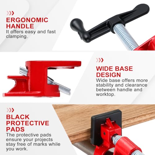 4 Pack 3/4" Wood Gluing Pipe Clamp Set with Foot and Protective Pad