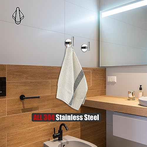 JQK Self Adhesive Towel Hook Chrome, No Drill Stick on Coat Robe Clothes Wall Hook for Bathroom Kitchen Garage 4 Pack, 304 Stainless Steel Polished Steel, ATH110-CH-P4 - color: Polished Steel, size: 4 Pack