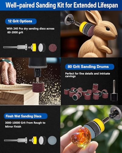 1 Inch Sanding Discs and Drums for Dremel Rotary Tool Accessories, Hook and Loop Sandpaper for Drill Sanding Bits Attachment, Resin Polishing Kit Pads 60-10000 Grit for Wood Metal Craft Making Jewelry