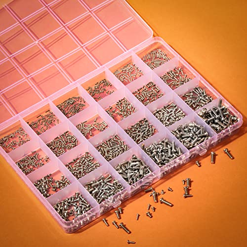 1200Pcs Phillips Pan Head Small Machine Scews,Tiny Screw,Small Bolts Pan Head Screw,Mini Screw Assortment Kit for Eyeglasses,Watches,Clocks,Mobile Phone