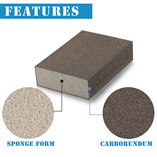 16Pcs 220 Grit Sanding Blocks, Jamiikury Sanding Sponge Washable and Reusable, Wet Dry Sandpaper Sponge for Wood Metal FurniturePaint and Drywall - size: 220 Grits