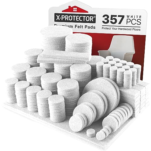 357 PCS White Felt Furniture Pads X-Protector with Many Big Sizes - size: 357 PCS White