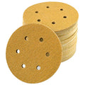 6-Inch 6-Hole Hook and Loop Gold Sanding Discs 60-Grit, 100-Pack - style: 60 Grit