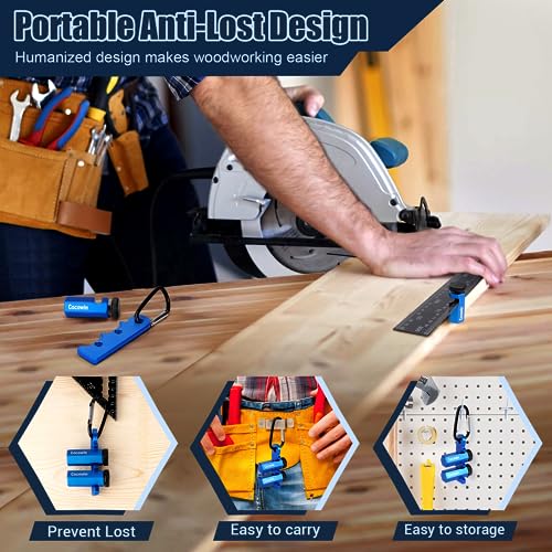 Tall Stair Gauges for Framing Square with Holder and Carabiner Stair guages Knobs Tool for Circular Saw Metal Stair Stringer Layout Tool for Carpentry Squares Stair and Rafter Gauge Clamps - style: 1 Pack Blue