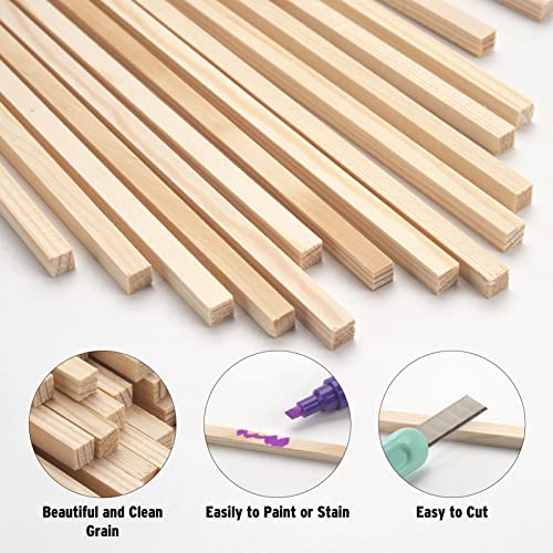 1/4" x 15"Square Wooden Dowel Rods, 50PCS Small Square Wooden Dowels Unfinished Wood Craft Sticks Hardwood Pieces Wooden Strips for Arts and DIYers, DIY Projects Home Decor Woodworking - size: 1/4"×15"-50PCS