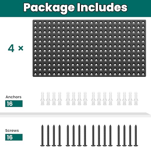 EVERHANGER Metal Pegboard Panels 24" x 12", Heavy Duty Peg Board for Garage - size: 4 Pack 24" x 12"